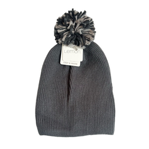 Lemon Woman’s Grey Pom Pom Winter Hat NWT